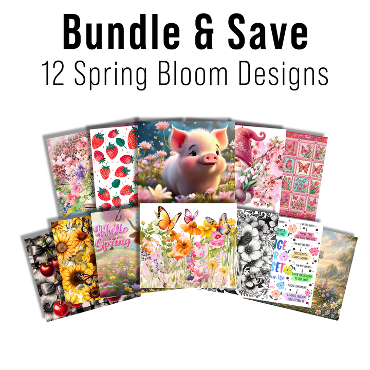 Digital Sublimation Designs - Spring Bloom Collection Tumbler Wraps — 20oz Skinny — Bundle and Save (All 12 Designs)
