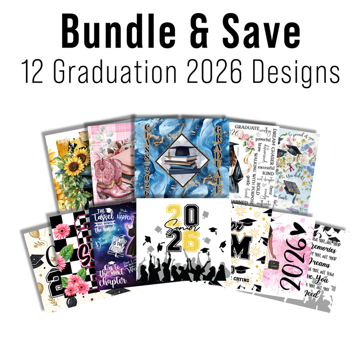 Digital Sublimation Designs - Graduation 2026 Tumbler Wraps — 20oz Skinny — Bundle and Save (All 12 Designs)
