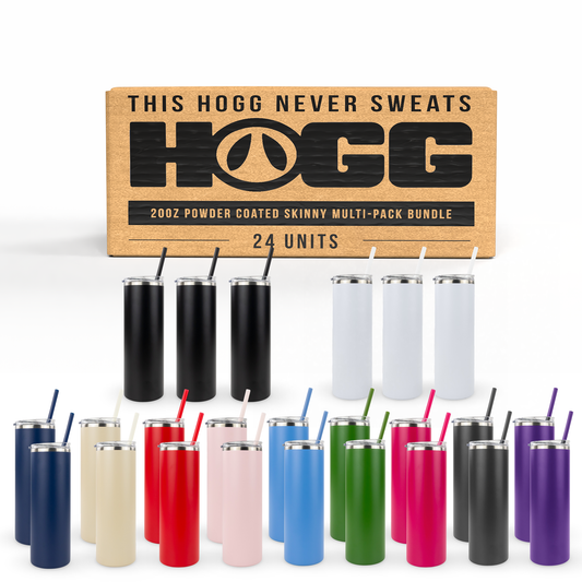 20oz Powder Coated Skinny Multi-Pack Bundle (24 Units)