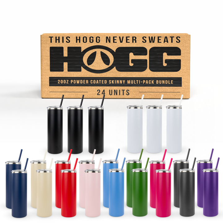 20oz Powder Coated Skinny Multi-Pack Bundle (24 Units)