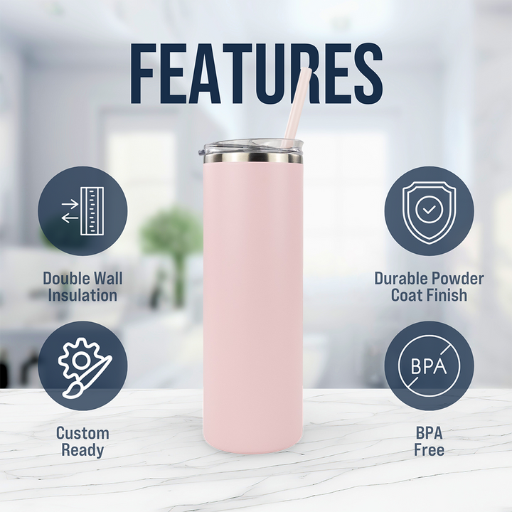 20oz Powder Coated Skinny Tumbler Case (24 Units)