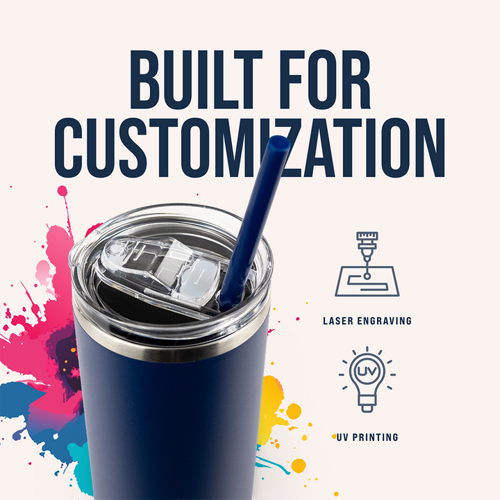 20oz Powder Coated Skinny Tumbler Case (24 Units) — Blue