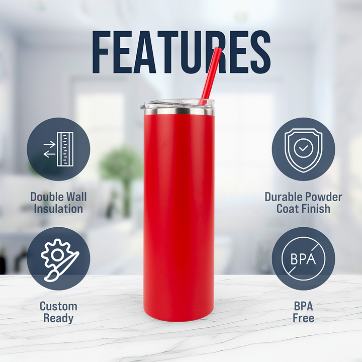 20oz Powder Coated Skinny Tumbler Case (24 Units)