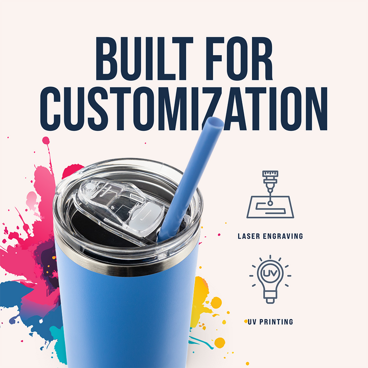 20oz Powder Coated Skinny Tumbler Case (24 Units) — Blue
