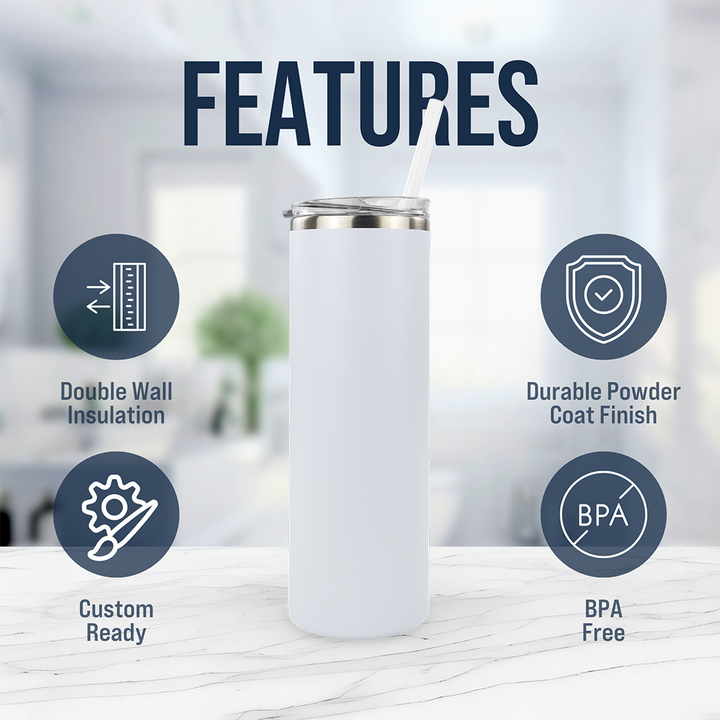 20oz Powder Coated Skinny Tumbler Case (24 Units)