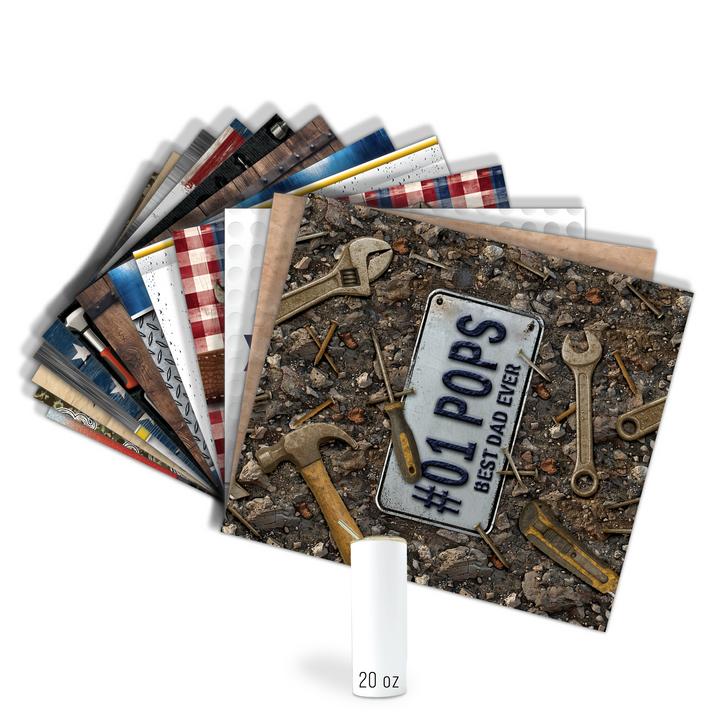 Assorted Ready to Press Sublimation Tumbler Prints (14 Pack) - Father's Day 2025 — 20oz Skinny