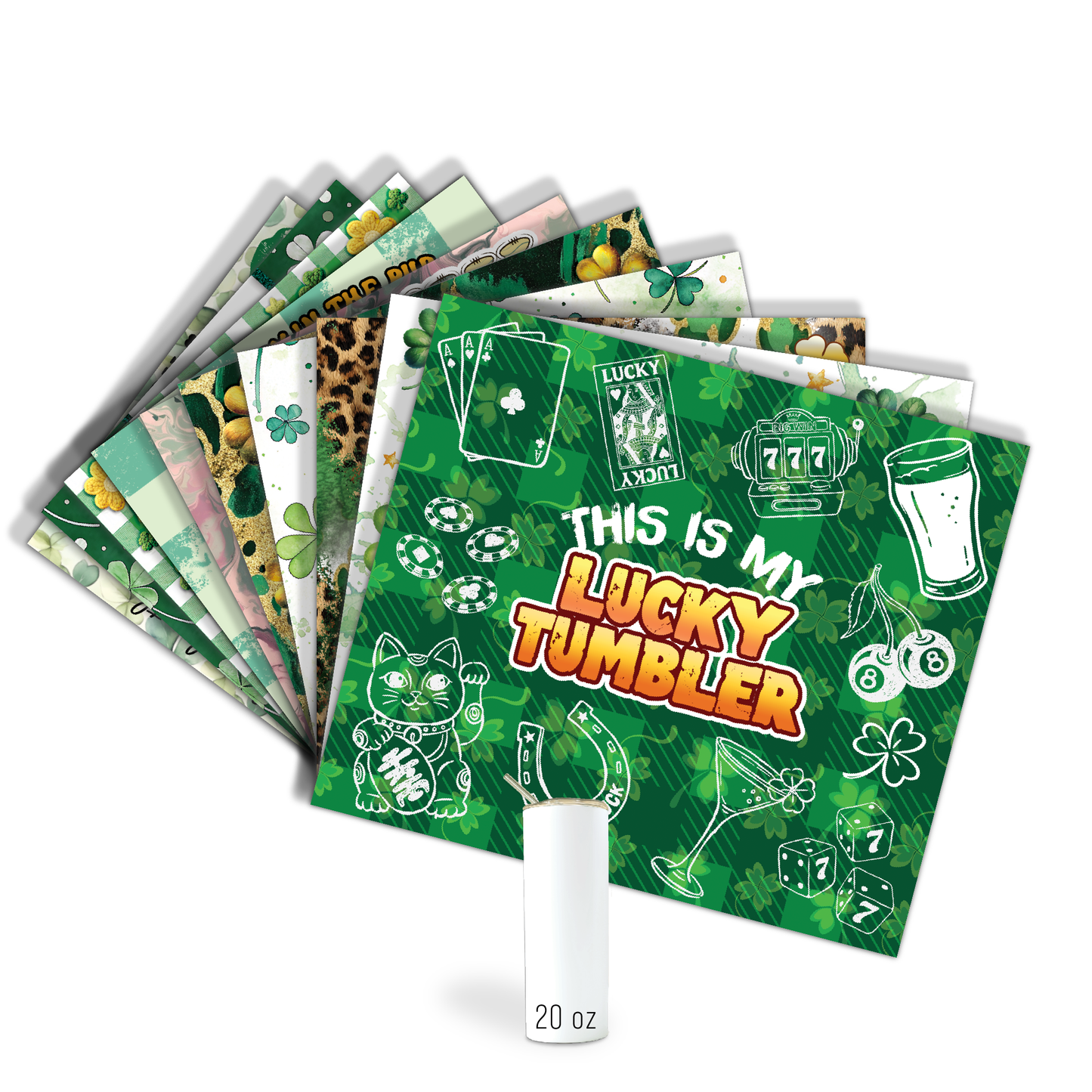 ASSORTED READY TO PRESS SUBLIMATION TUMBLER PRINTS (12 PACK) - ST. PATRICKS