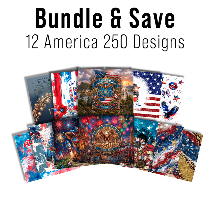 Digital Sublimation Designs - America 250 Tumbler Wraps — 20oz Skinny — Bundle and Save (All 12 Designs)