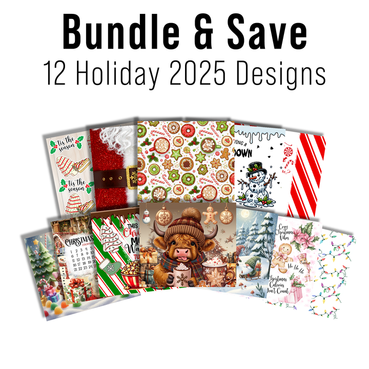 Digital Sublimation Designs - Holiday 2025 Tumbler Wraps — 20oz Skinny — Bundle and Save (All 12 Designs)