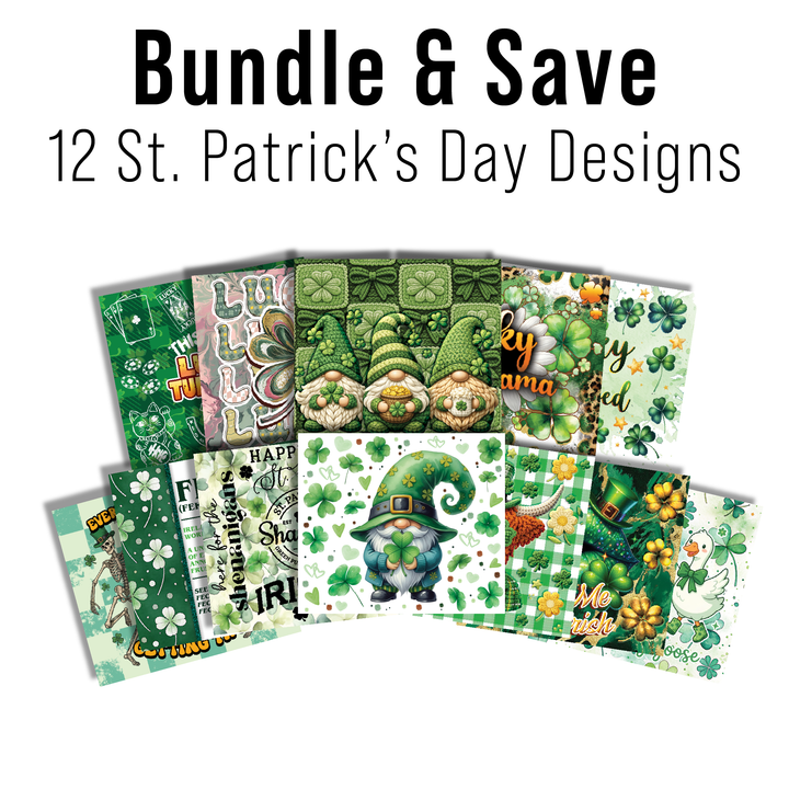 Digital Sublimation Designs - St. Patricks Day Collection Tumbler Wraps — 20oz Skinny — Bundle and Save (All 12 Designs)