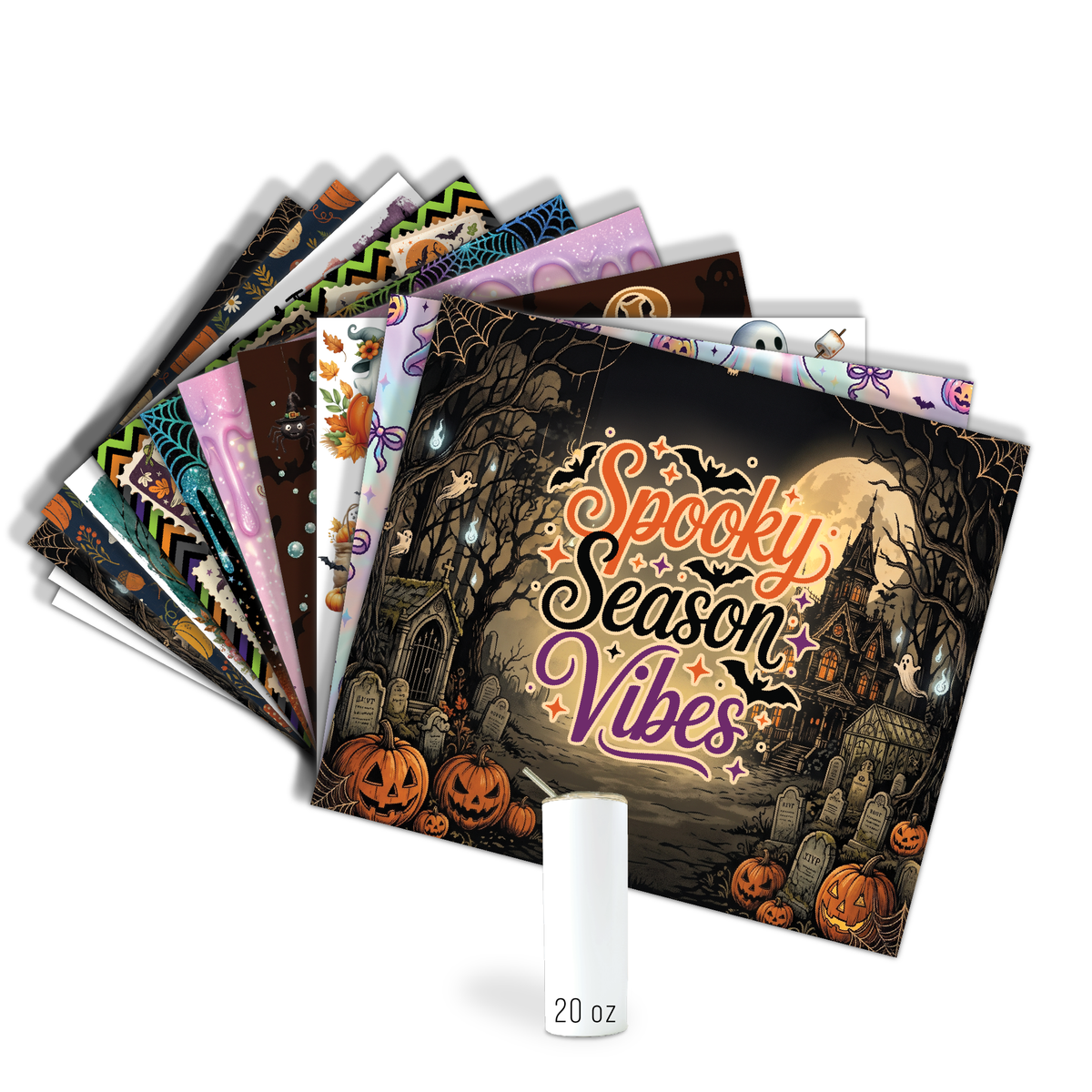 Assorted Ready to Press Sublimation Tumbler Prints (12 Pack) - Halloween 3