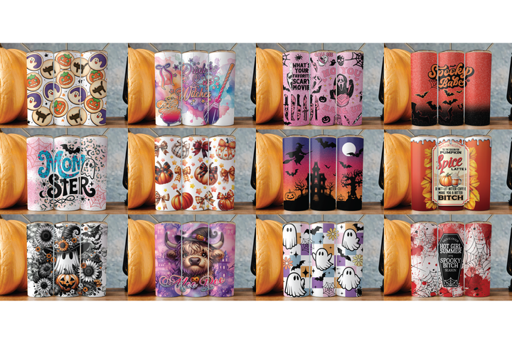 Digital Sublimation Designs - Halloween 2025 Tumblers — 20oz Skinny — Bundle and Save (All 12 Designs)
