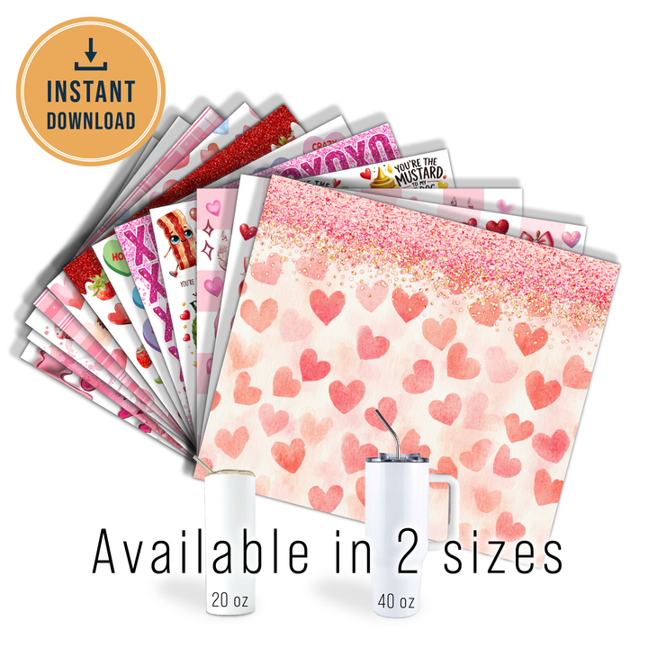Digital Sublimation Designs - Xoxo Collection Tumbler Wraps — 20oz Skinny — Bundle and Save (All 12 Designs)