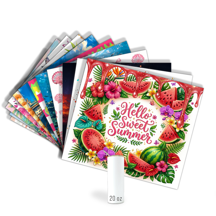 Assorted Ready to Press Sublimation Tumbler Prints (12 Pack) - Summer Fiesta — 20oz Skinny