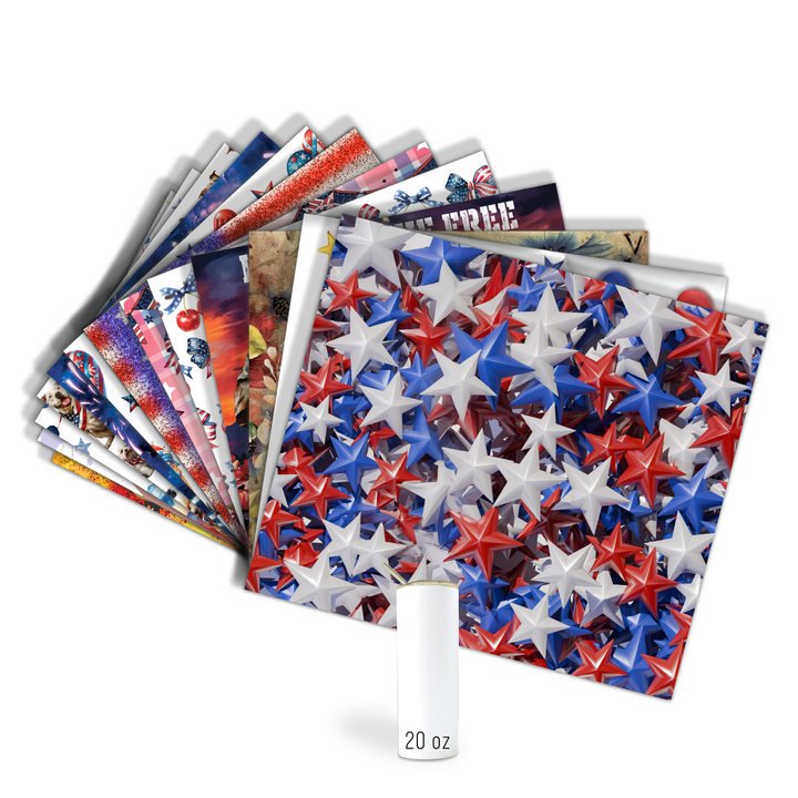 Digital Sublimation Designs - Fourth of July Tumbler Wraps — 20oz Skinny — Bundle and Save (All 14 Designs)