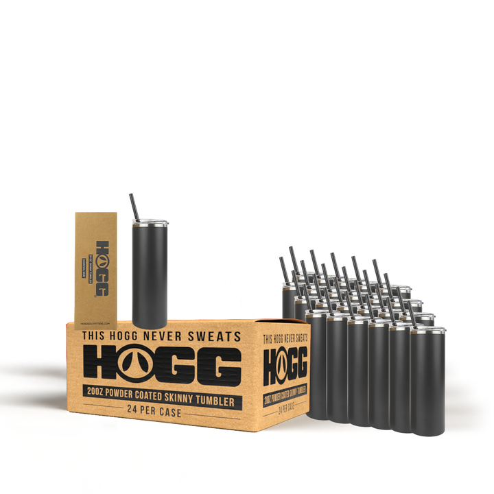 20oz Powder Coated Skinny Tumbler Case (24 Units) — Charcoal Gray