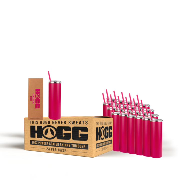 20oz Powder Coated Skinny Tumbler Case (24 Units) — Hot Pink