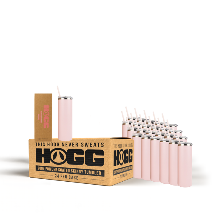 20oz Powder Coated Skinny Tumbler Case (24 Units) — Light Pink