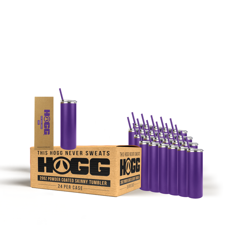 20oz Powder Coated Skinny Tumbler Case (24 Units) — Purple