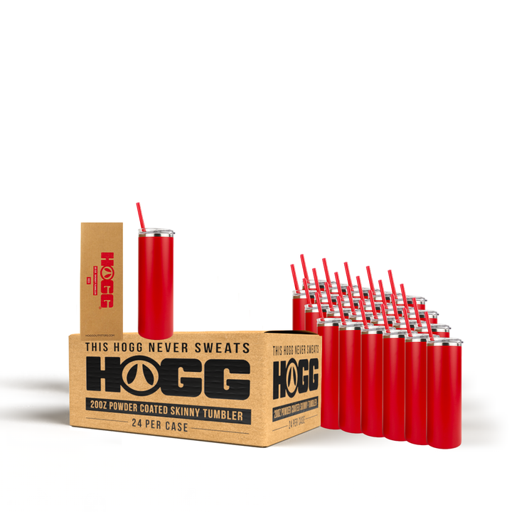 20oz Powder Coated Skinny Tumbler Case (24 Units) — Red