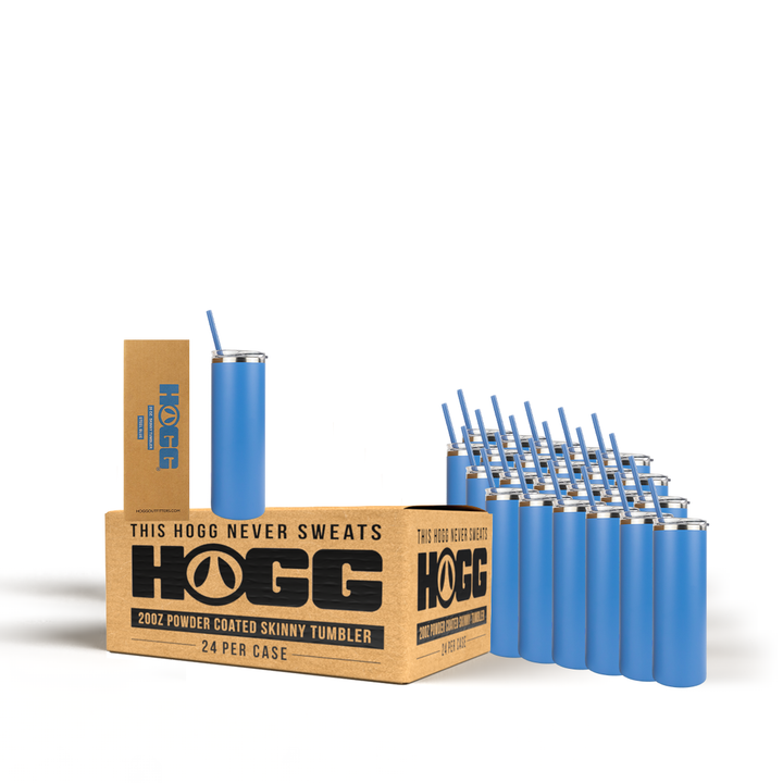 20oz Powder Coated Skinny Tumbler Case (24 Units) — Steel Blue