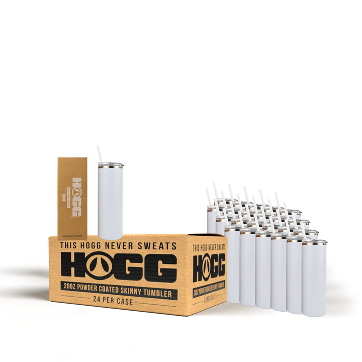 20oz Powder Coated Skinny Tumbler Case (24 Units) — White