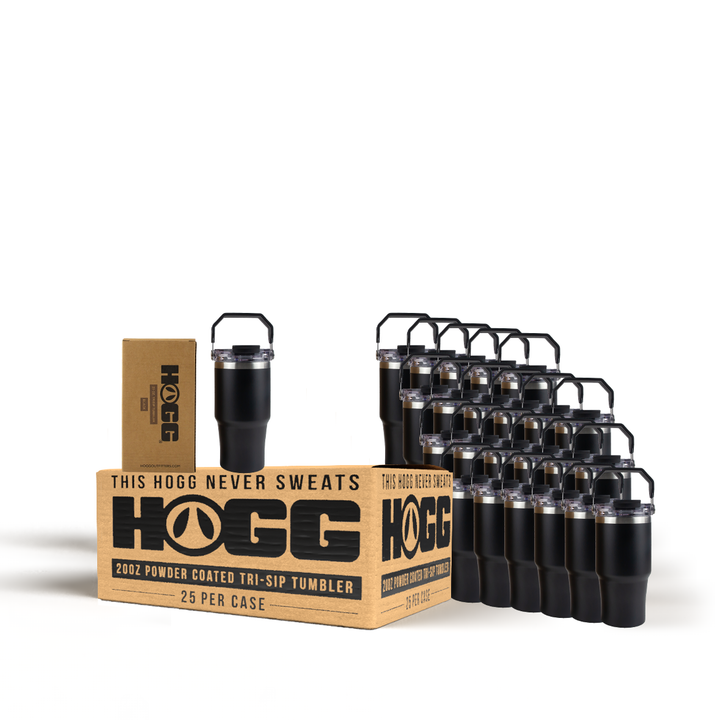 20oz Powder Coated Tri-Sip Tumbler Case (24 Units) - Black