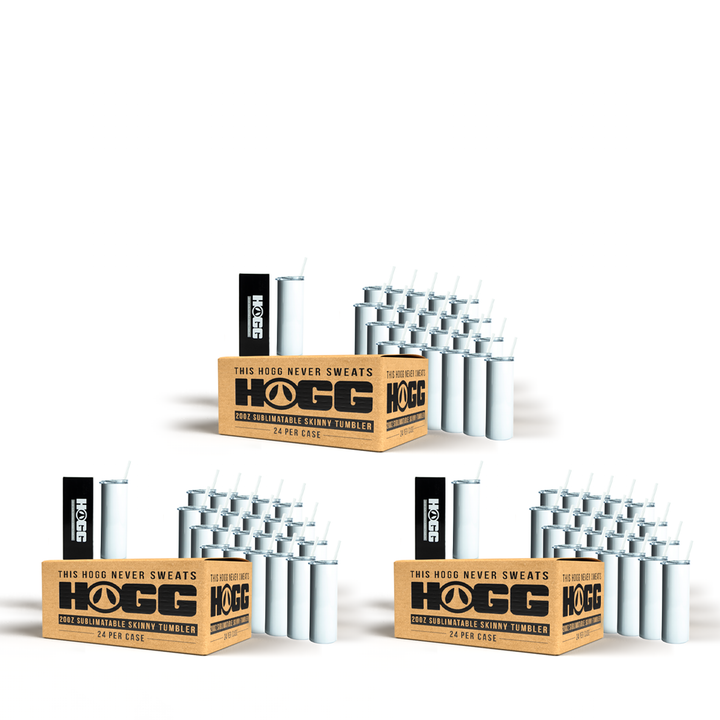 20oz Sublimatable Skinny W/ Classic Lid Bulk Case Bundle (3 Cases, 72 Units)