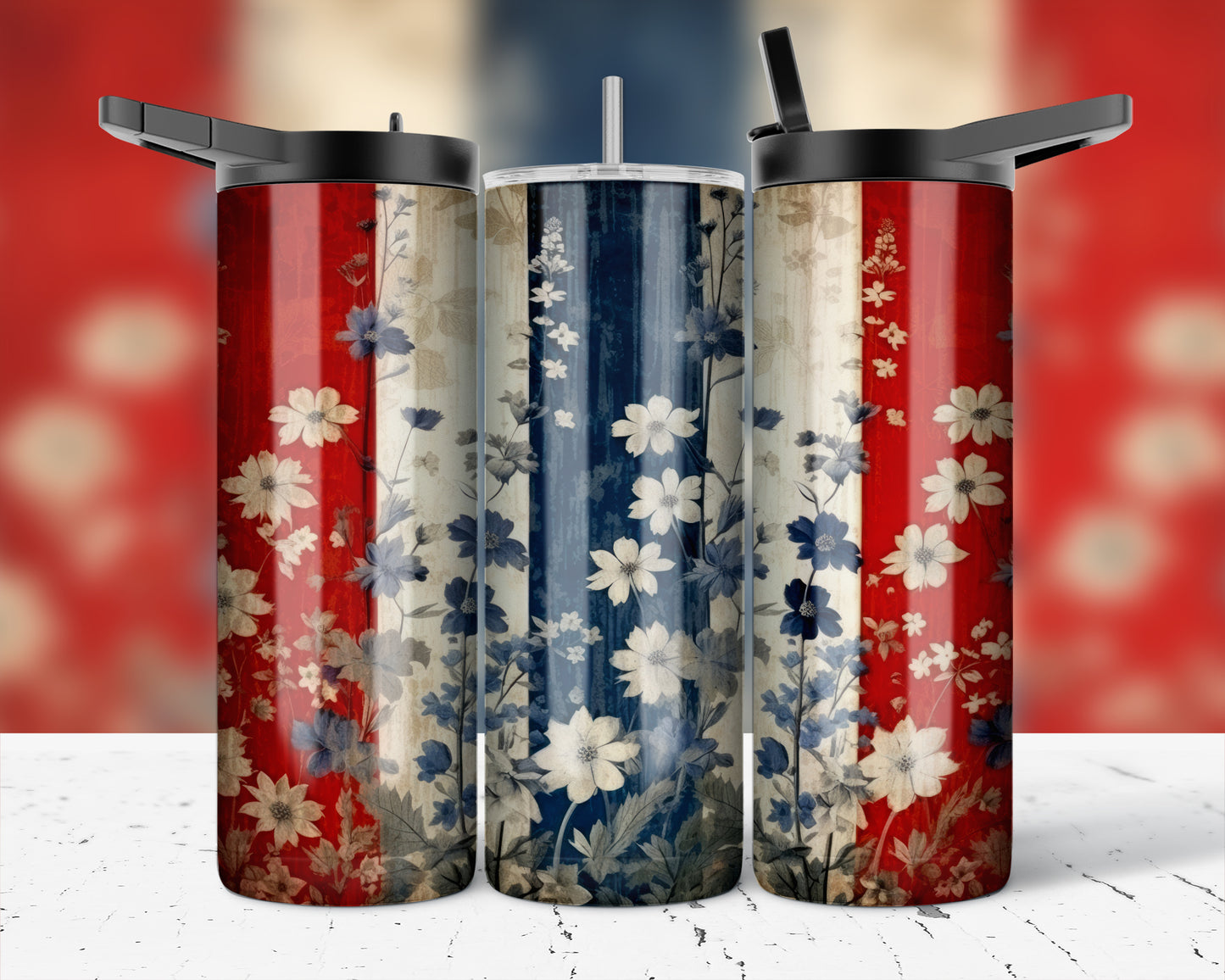 ASSORTED READY TO PRESS SUBLIMATION PRINTS FOR 20oz STRAIGHT SKINNY TUMBLERS (10 PACK) - PATRIOTIC 2
