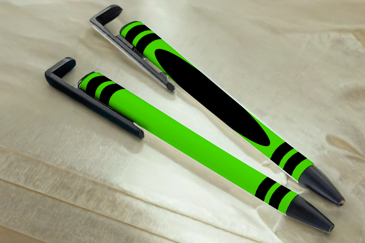 Digital Sublimation Designs - School Pen Wraps — Sublimatable Pen — Colorful Crayon (Green)