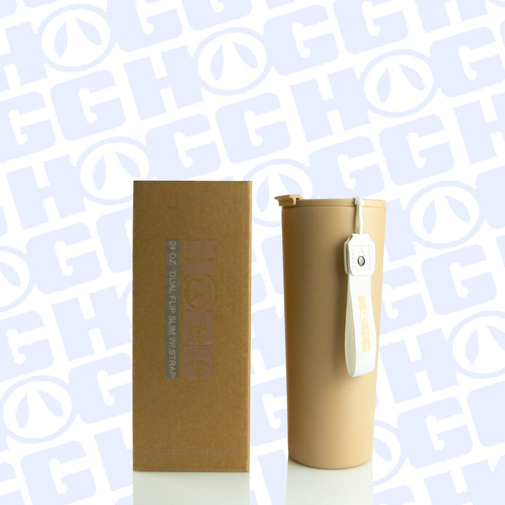 24oz Dual Flip Slim W/ Strap Case (24 Units) - Vanilla