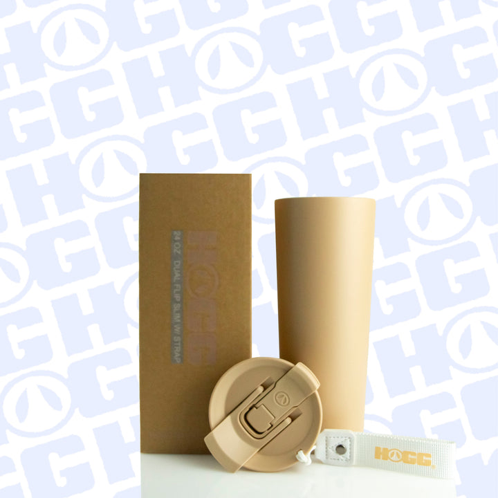 24oz Dual Flip Slim W/ Strap Case (24 Units) - Vanilla