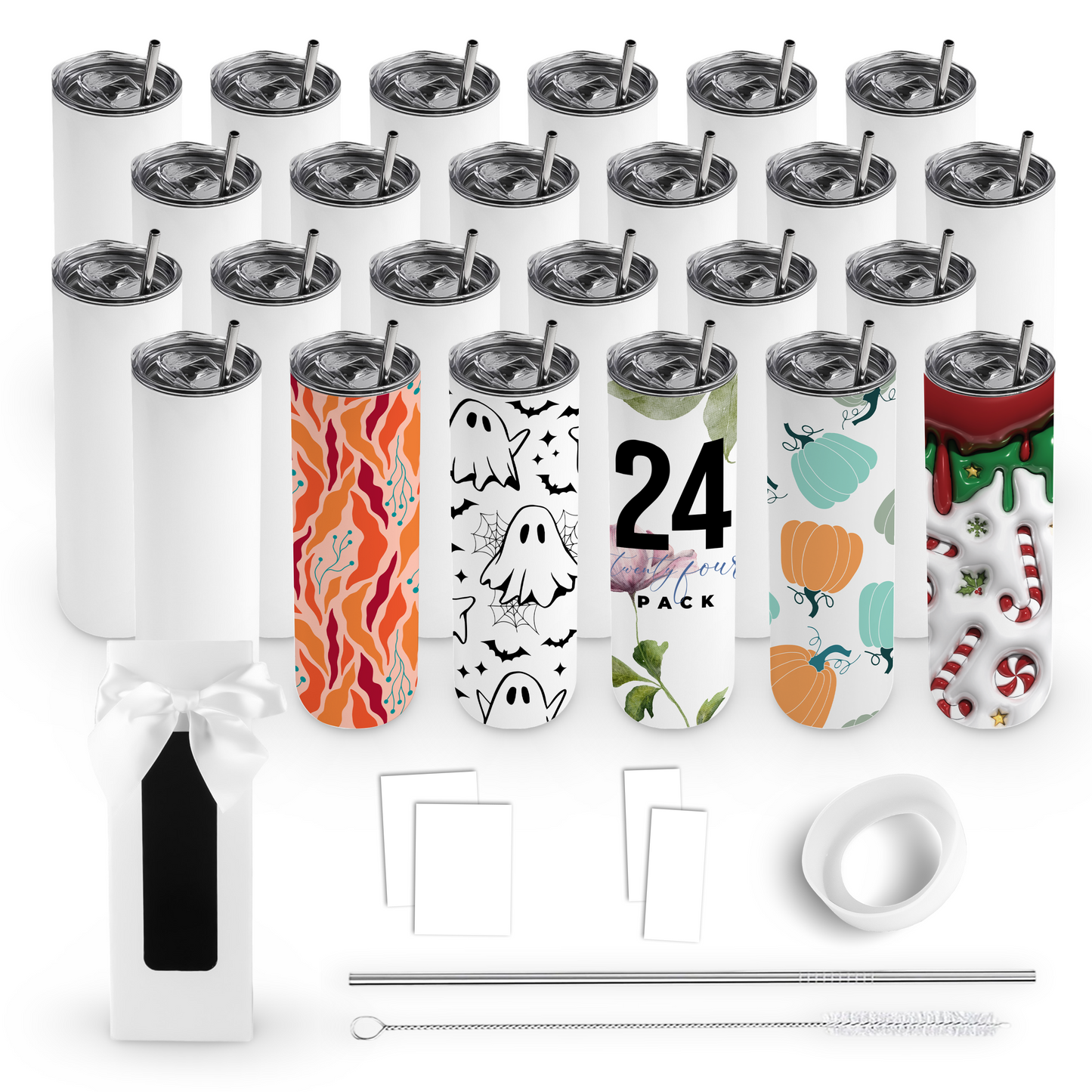 20oz SUBLIMATABLE SKINNY EDGE TUMBLER GIFT SET CASE (24 UNITS)