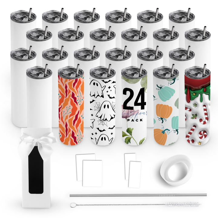 20oz Sublimatable Skinny Edge Tumbler Gift Set Case (24 Units)
