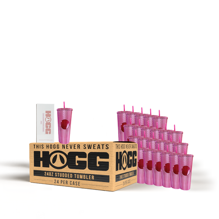 24oz Studded Tumbler Case (24 Units) - Glossy Pink