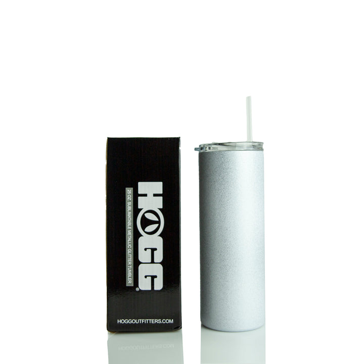 25oz Sublimatable Metallic Glitter Skinny Tumbler - White