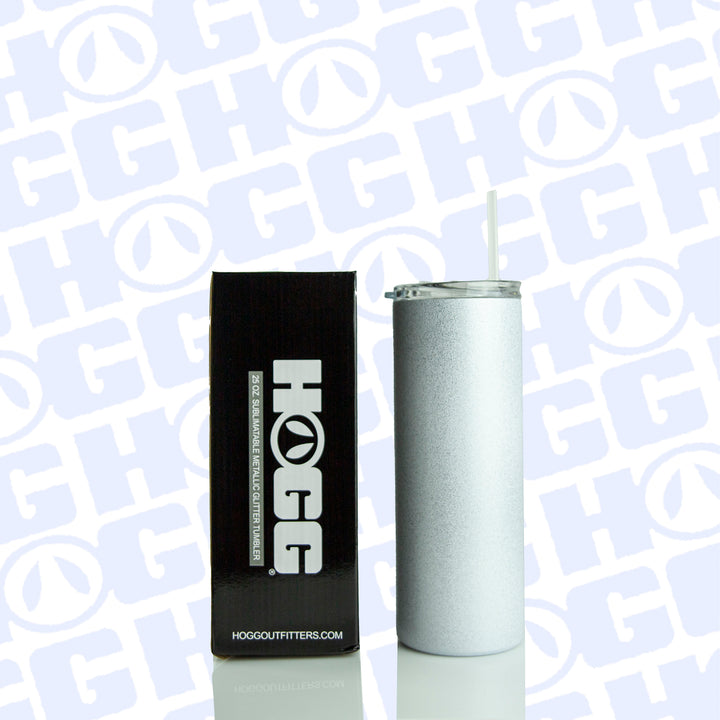 25oz Sublimatable Metallic Glitter Skinny Tumbler - White