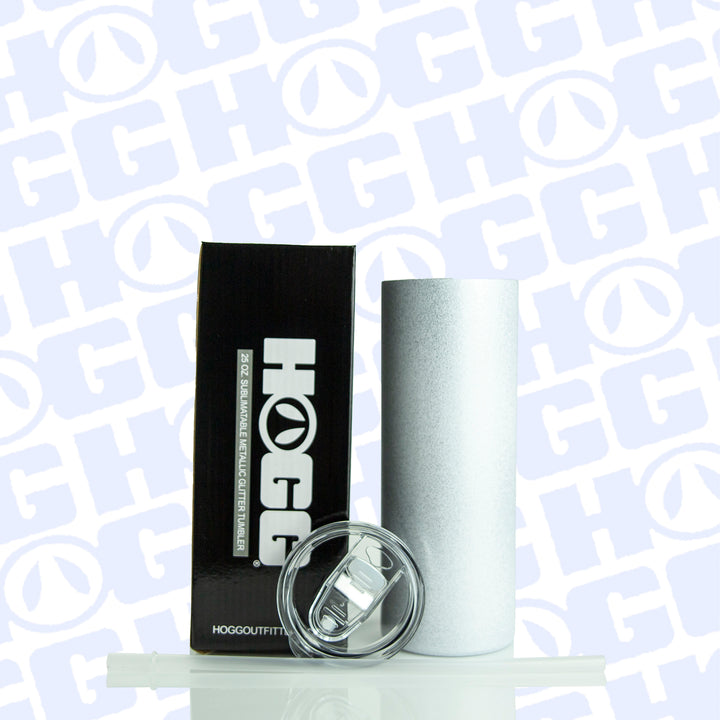 25oz Sublimatable Metallic Glitter Skinny Tumbler Case (25 Units) - White