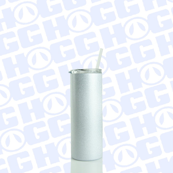 25oz Sublimatable Metallic Glitter Skinny Tumbler - White