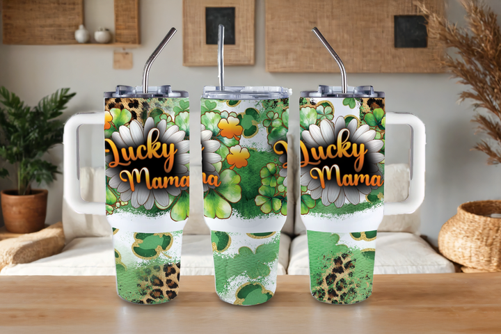 Digital Sublimation Designs - St. Patricks Day Collection Tumbler Wraps — 40oz Big Swig — Lucky Mama