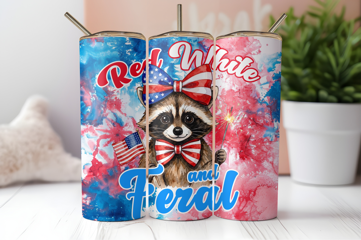 Digital Sublimation Designs - America 250 Tumbler Wraps — 40oz Big Swig — Red White and Feral