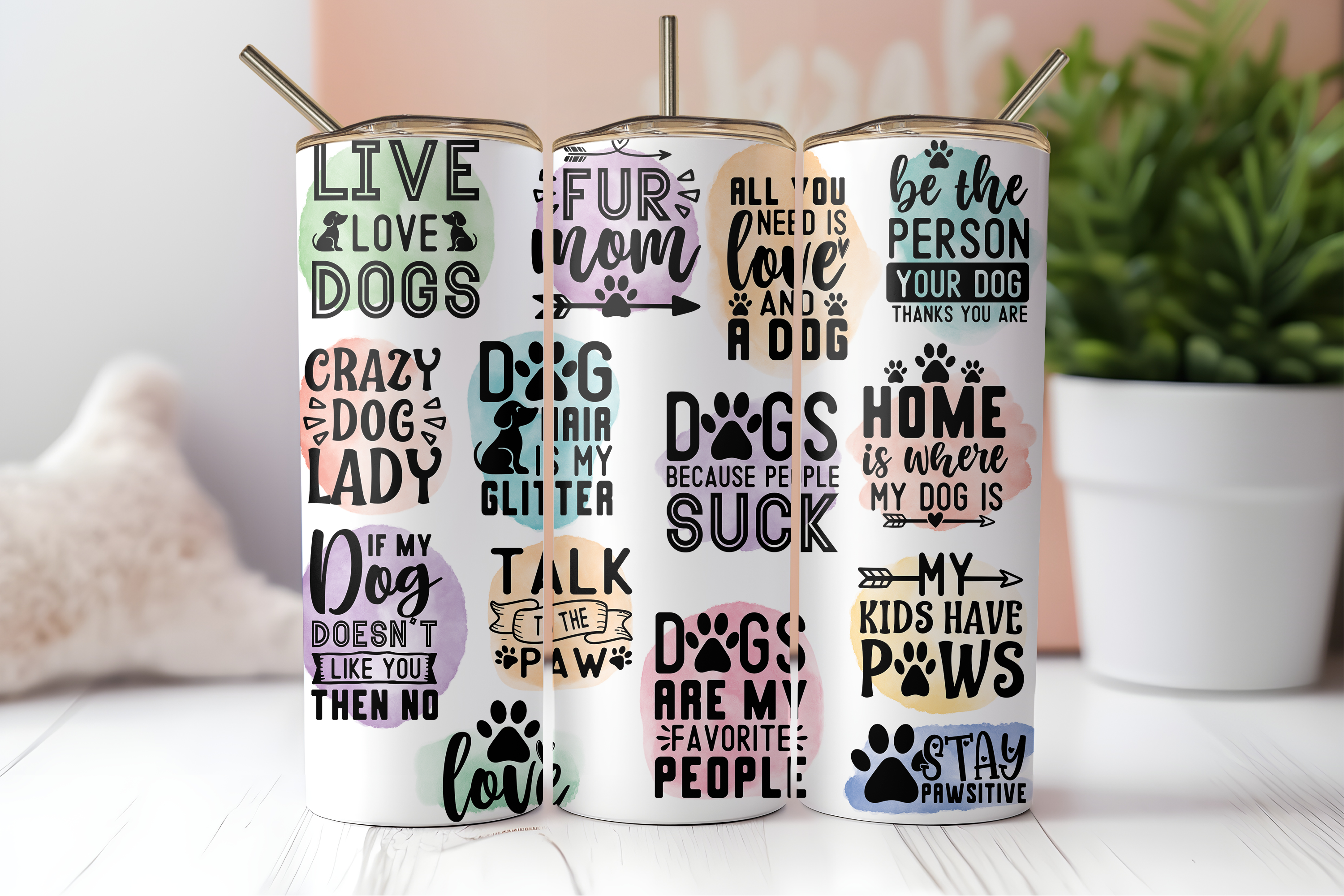 DIGITAL SUBLIMATION DESIGNS - PUPPY PALS TUMBLER WRAPS