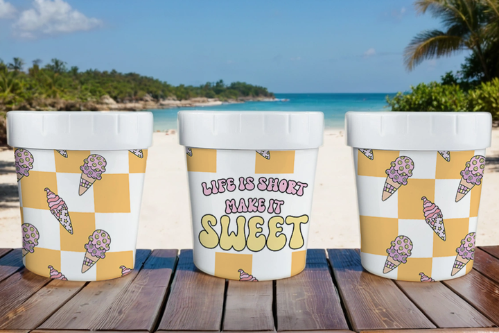 Digital Sublimation Designs - Ice Cream Container — Ice Cream Container — Life is Short Make it Sweet