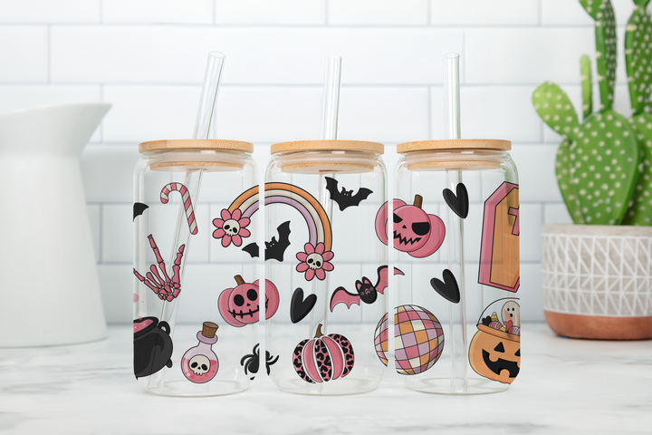 Digital Sublimation Designs - Spooky Glass Can Wraps — 16oz Glass Can — Pinky Cute Halloween