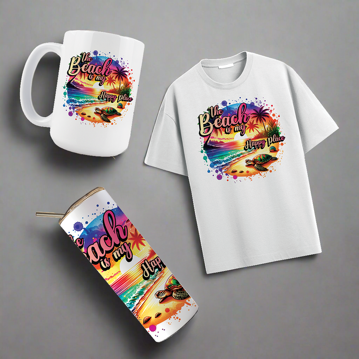 Multi Product Use - Digital Sublimation Designs - Vibrant Beach — Sunset Happy Place