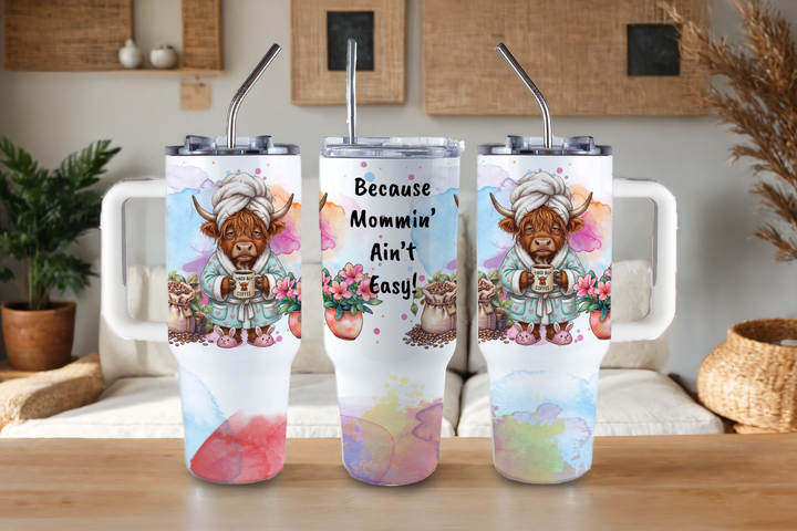Digital Sublimation Designs - Mom Vibes Collection Tumbler Wraps — 40oz Big Swig — Mommin' Ain't Easy