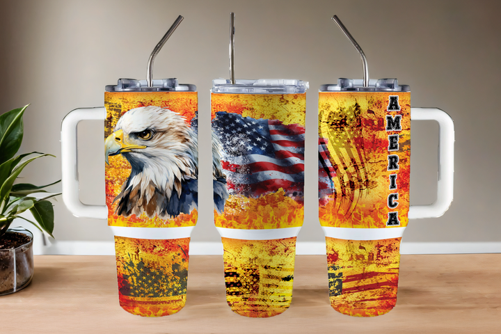 Digital Sublimation Designs - Fourth of July Tumbler Wraps — 40oz Big Swig — Soar High Eagle