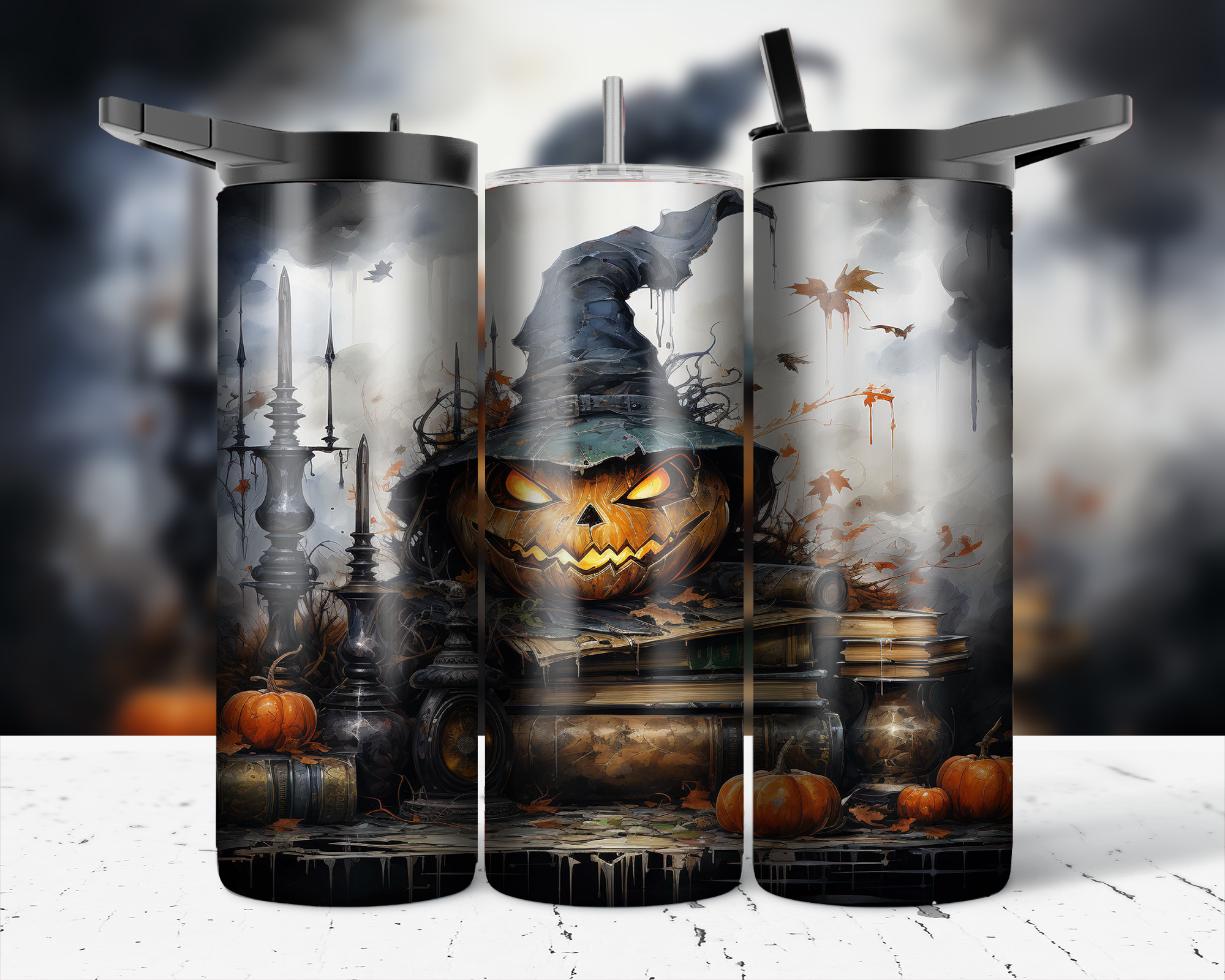 ASSORTED READY TO PRESS SUBLIMATION PRINTS FOR 20oz STRAIGHT SKINNY TUMBLERS (10 PACK) - HALLOWEEN