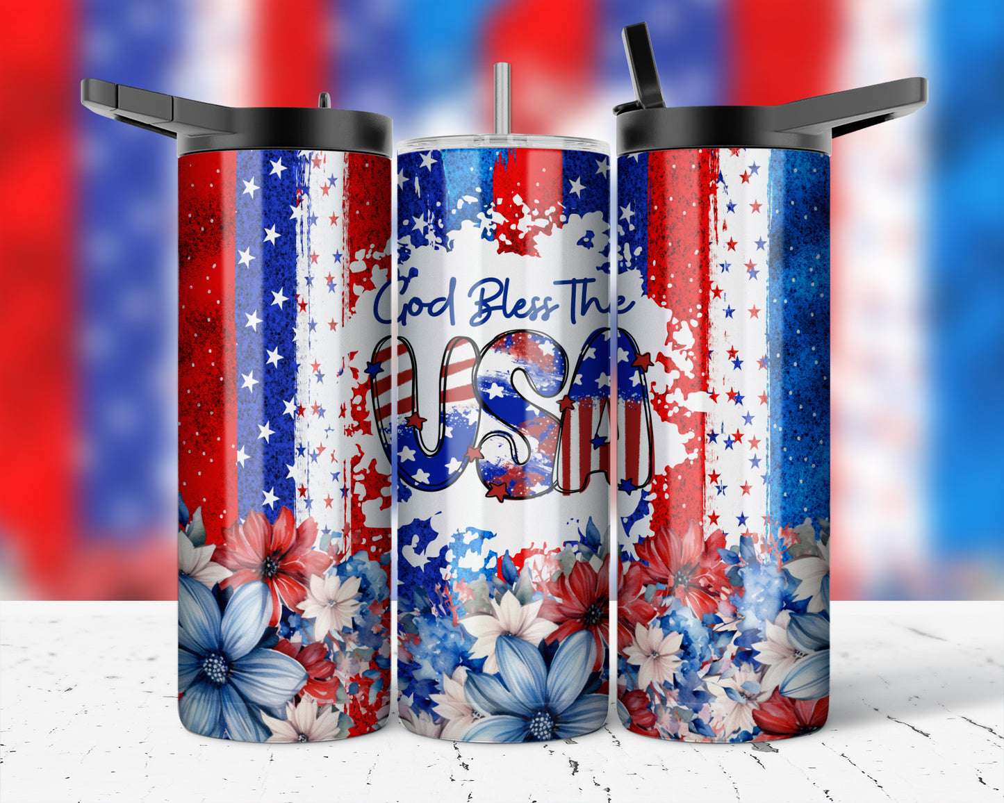 ASSORTED READY TO PRESS SUBLIMATION PRINTS FOR 20oz STRAIGHT SKINNY TUMBLERS (10 PACK) - PATRIOTIC