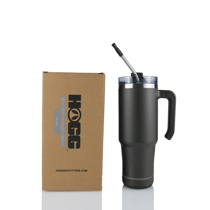 30oz Powder Coated Grippy Speaker Tumbler — Black